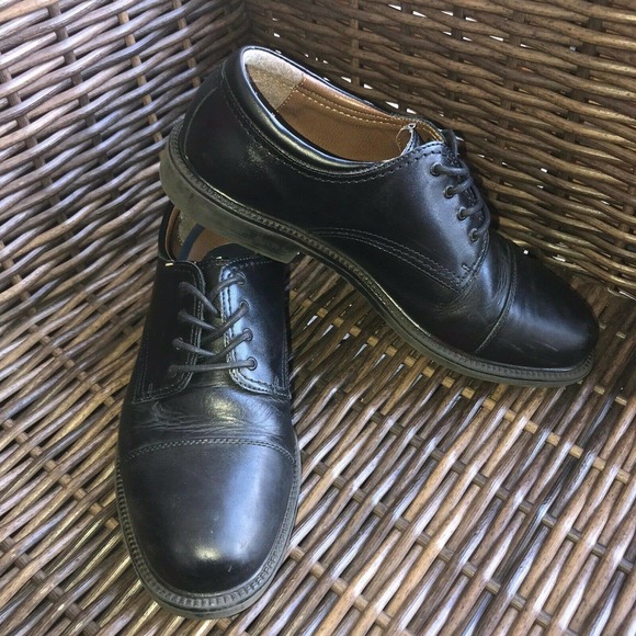 Mens Dockers Black Cap Toe Derby Dress Shoes Gordon Oxford Leather 11.5W - Picture 5 of 8